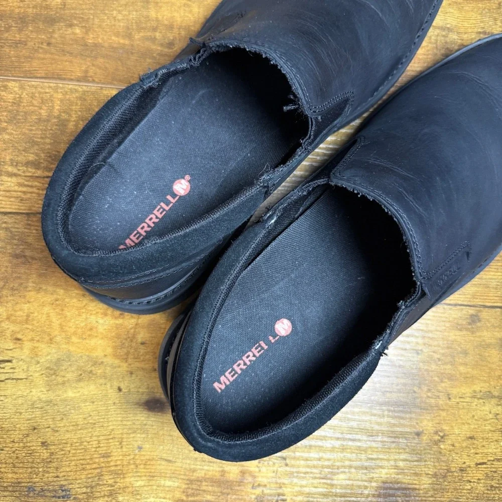 Merrell World Legend 2 J94005 Black Leather Slip On‎ Loafers Mens 12